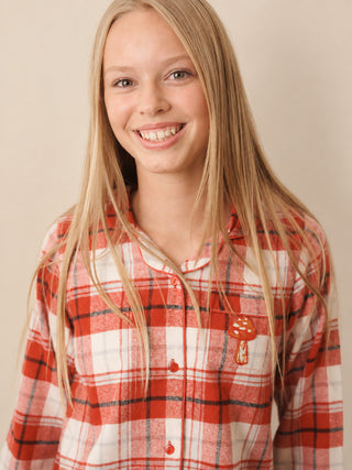 Tween Red Tartan Brushed Cotton Pyjama Set