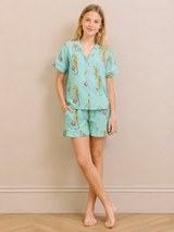 Tween Aqua Seahorses Gauze Oversize Short Pyjama Set