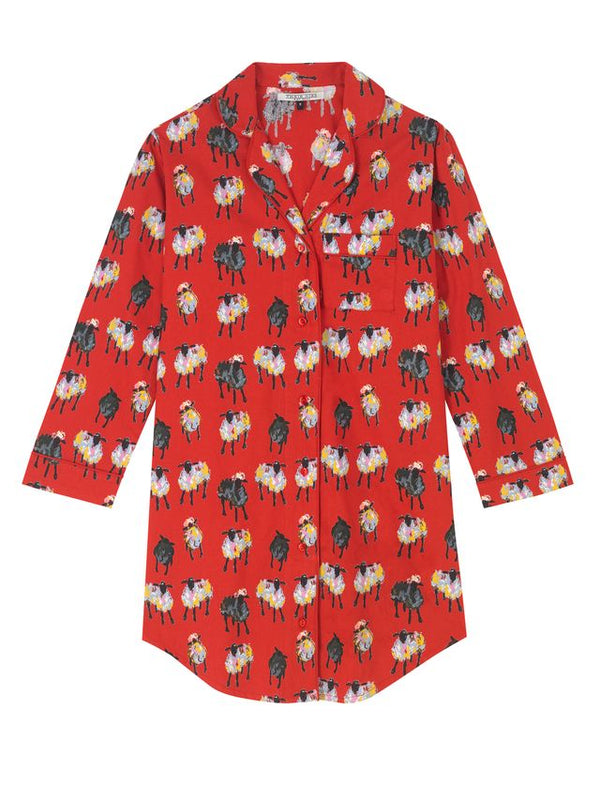 Womens Cotton Nightshirt Red Sheep