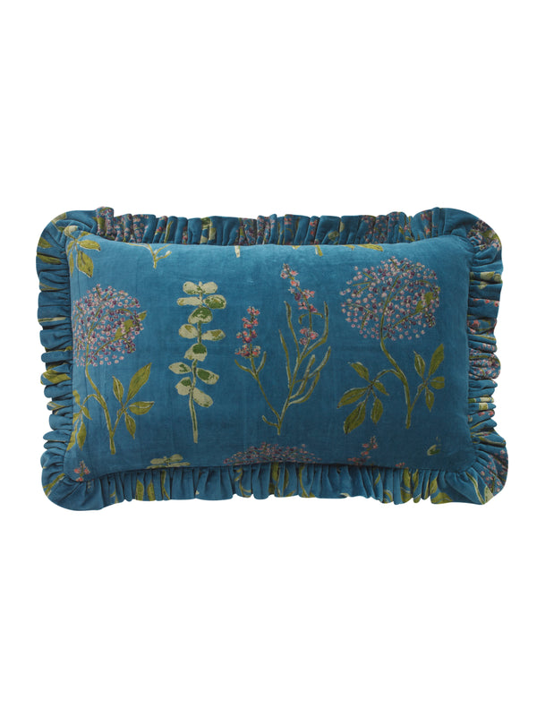 Frill Velvet Cushion Cover Autumn Floral