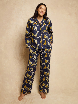 Navy Banana Cotton Traditional Pyjamas