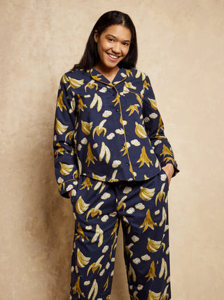 Navy Banana Cotton Traditional Pyjamas