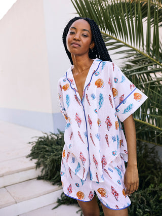 Womens Gauze Oversize Shortie Pyjamas White Beachcomber