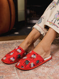 Unisex Cotton Slippers Red Sheep