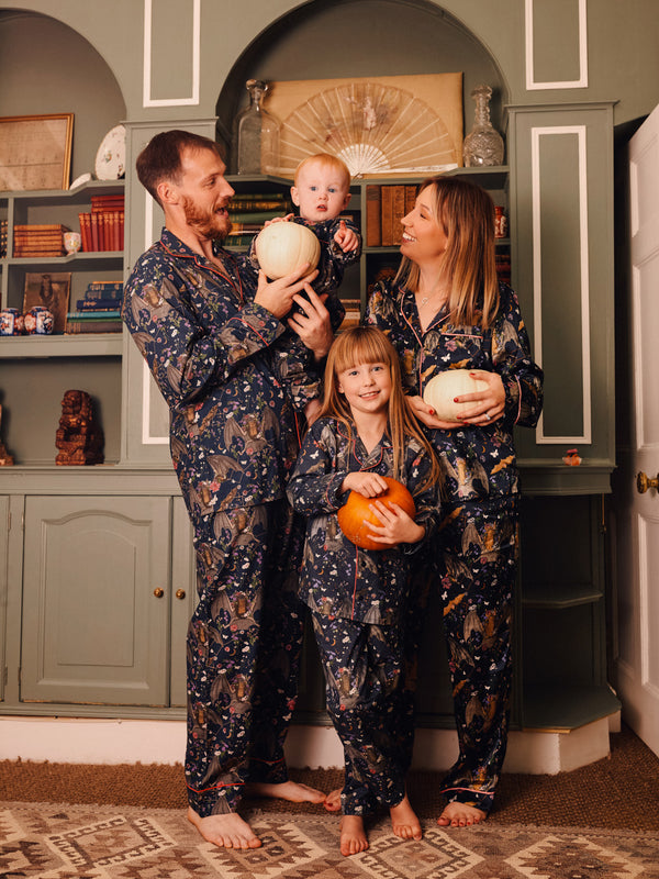 Kids & Tweens Cotton Traditional Pyjamas Black Bats