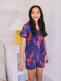 Kids Gauze Shortie Pyjamas Navy Lobster