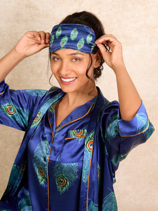 Satin Eye Mask Navy Peacock