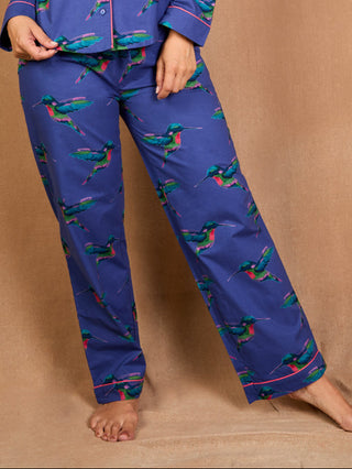 model wears Their Nibs baby hummingbird pyjama bottoms