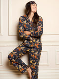 Womens Cotton Traditional Pyjamas Charcoal Owl Moonlight