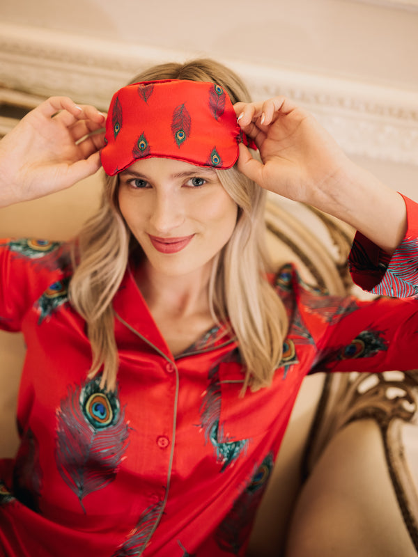 Satin Eye Mask Red Peacock