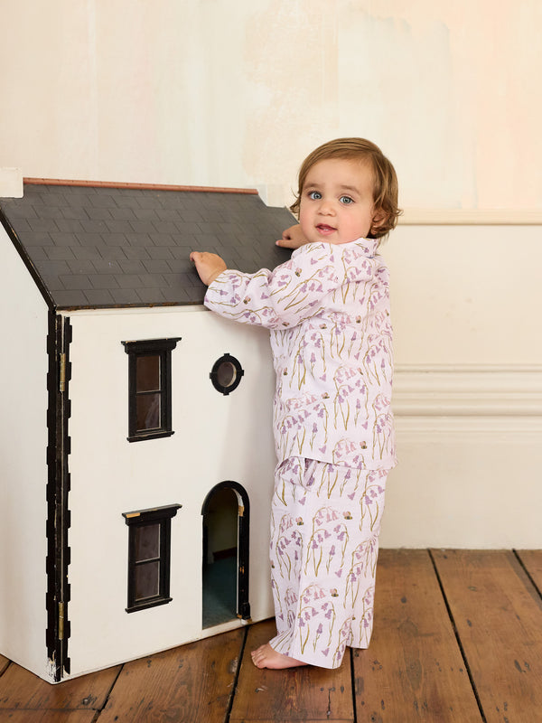 Girls Cotton Traditional Pyjama Pink Bluebell Woods