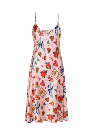Womens Satin Cami Slip Nightie Pink Mon Coeur