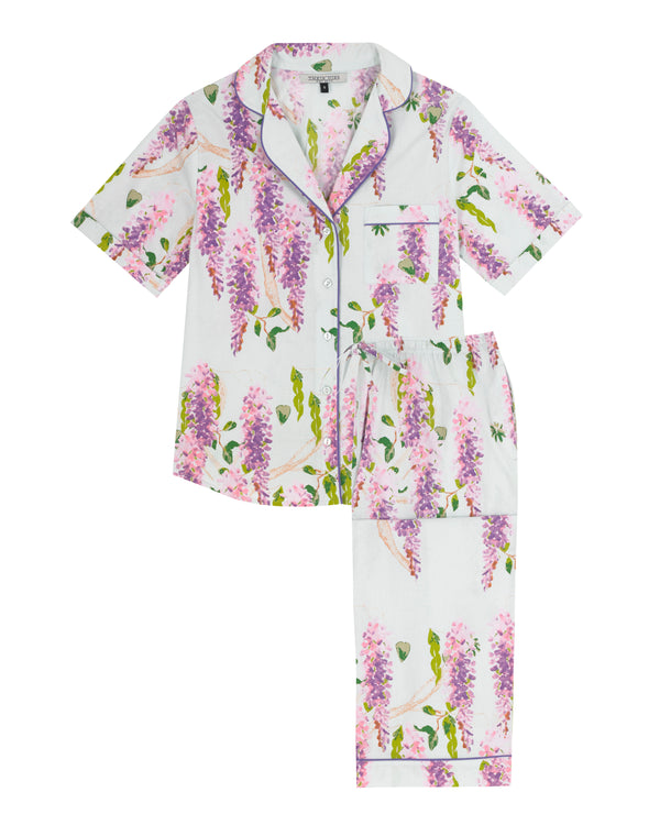 Womens Cotton Short Sleeve Capri Pyjamas Duck Egg Wisteria – THEIR NIBS
