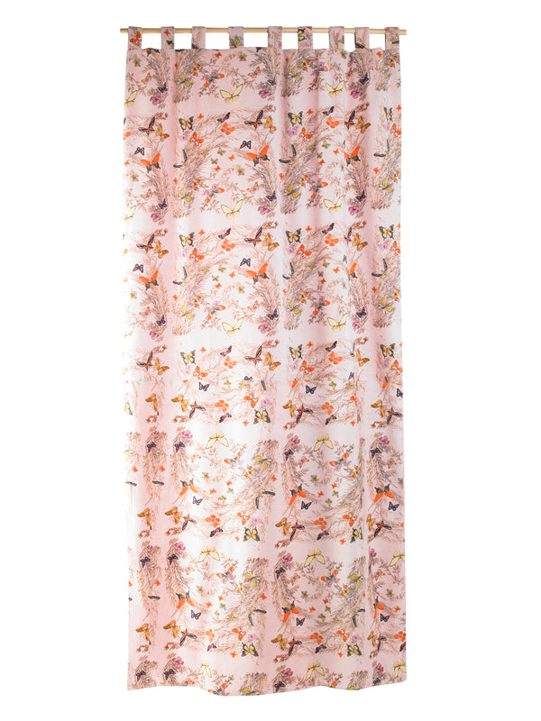Velvet Single Curtain Panel Pink Evening Flutters