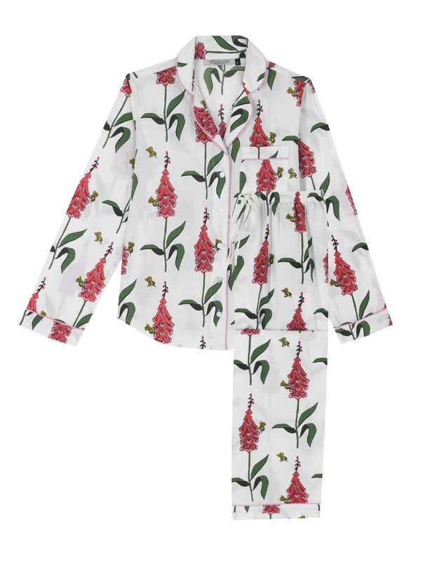 Womens Cotton Traditional Pyjamas White Foxglove