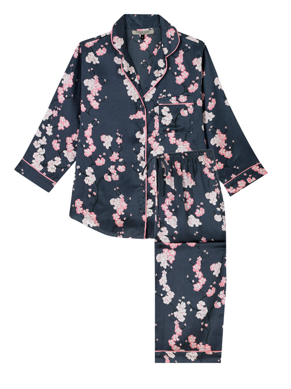 Womens Satin Cropped Sleeve Capri Dark Grey Hawthorne