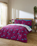 Cotton Reversible Duvet Set Plum Hummingbird