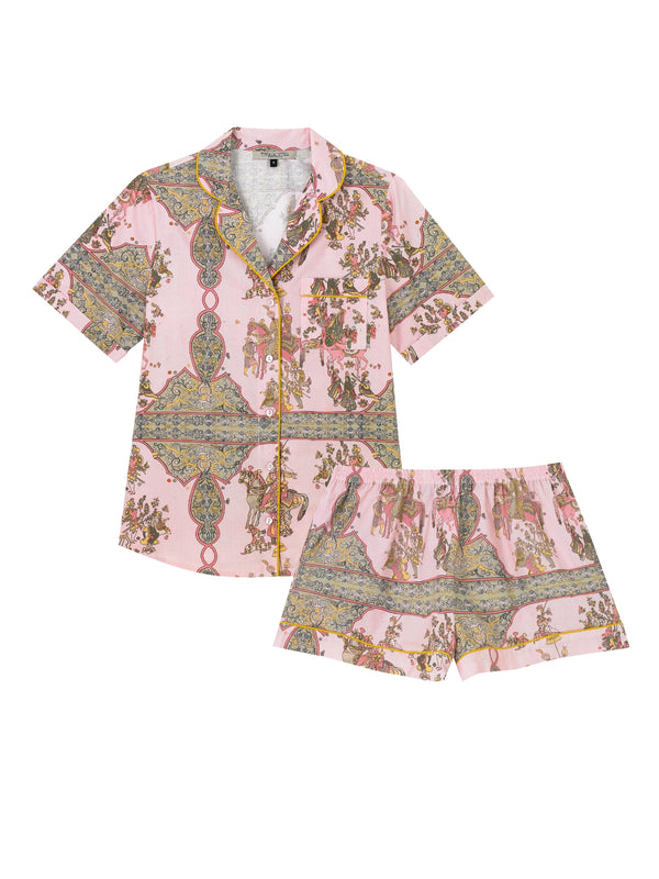 Womens Cotton Shortie Pyjamas Pink Jaipur