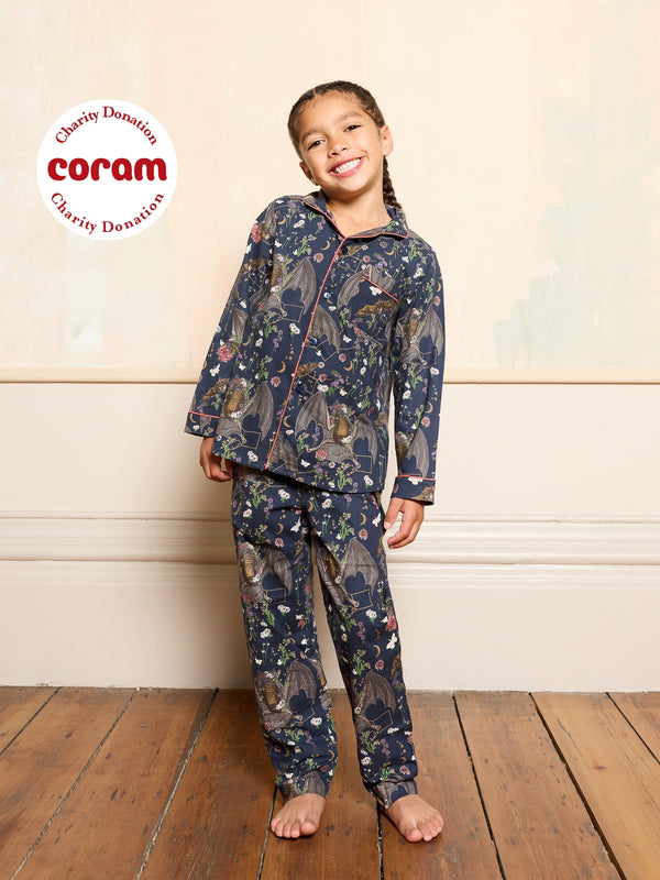 Kids & Tweens Cotton Traditional Pyjamas Black Bats