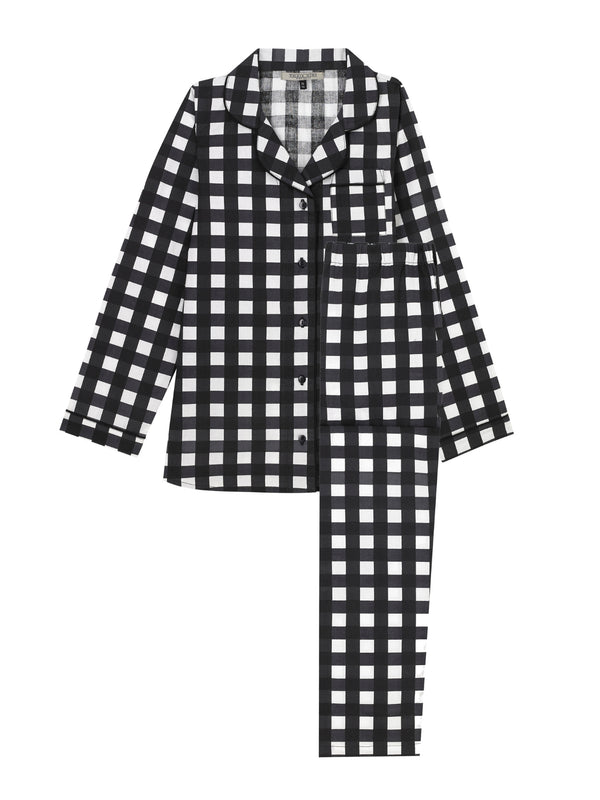 Tween Cotton Traditional Pyjamas Black Gingham