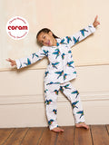 Girls Cotton Pleated Traditional Pyjamas White Hummingbird