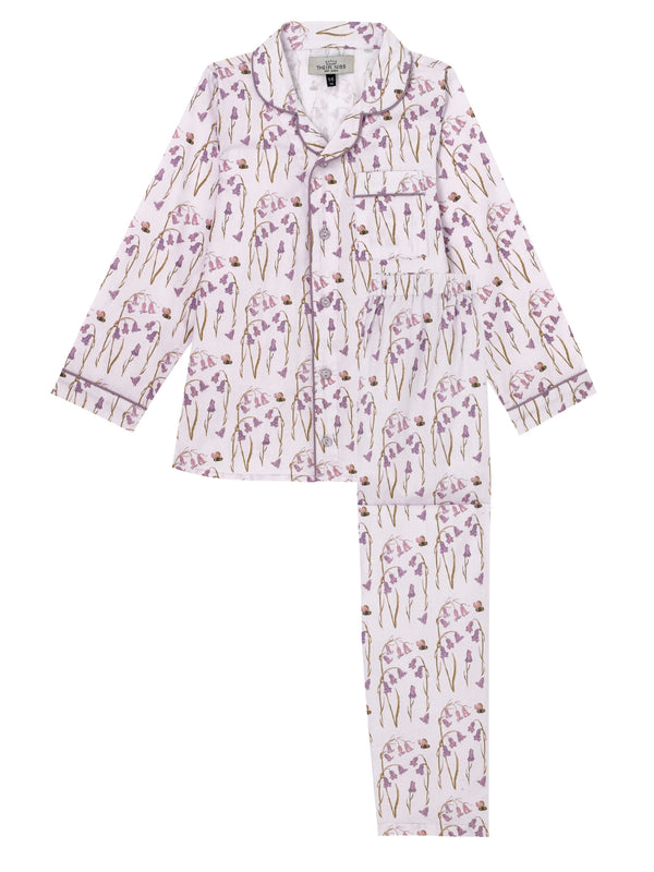 Girls Cotton Traditional Pyjama Pink Bluebell Woods
