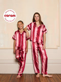 Tween Girl Satin Oversize Pyjamas Pink Stripe