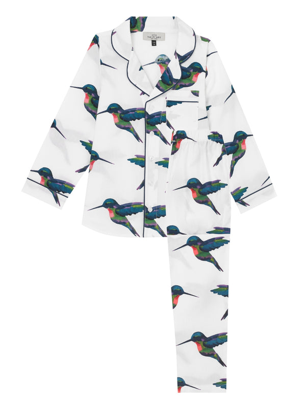 Kids Cotton Traditional Pyjamas White Hummingbird