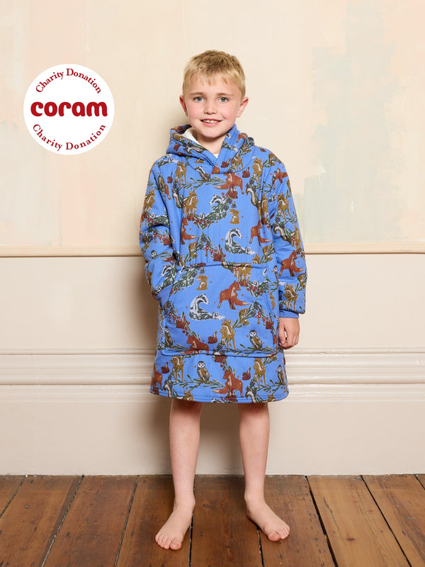 Kids Cosy Oversize Fleece Lined Hoodie Woodland Creatures