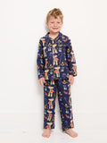 Kids Cotton Pyjamas Navy Mushroom