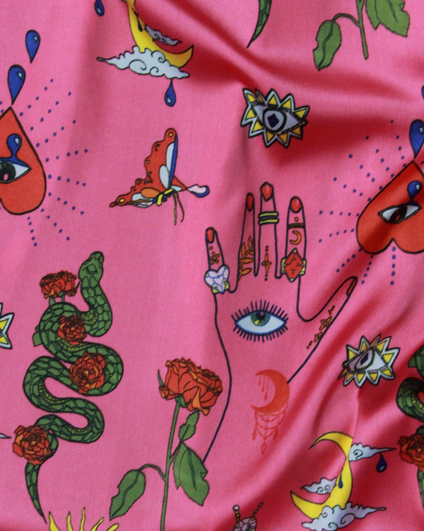 Womens Satin Shortie Pyjamas Pink Magik