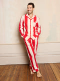 Mens Cotton Traditional Pyjamas Red Stripe