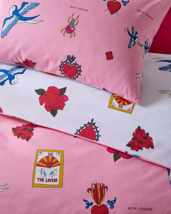 Cotton Reversible Duvet Set Pink Mon Coeur