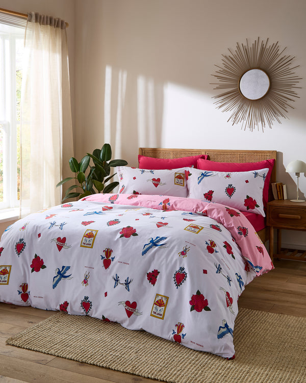 Cotton Reversible Duvet Set Pink Mon Coeur