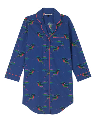 Womens Cotton Nightshirt Navy Hummingbird