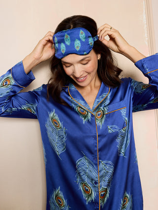 Satin Eye Mask Navy Peacock
