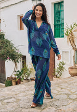 Womens Beach Trousers Navy Peacock