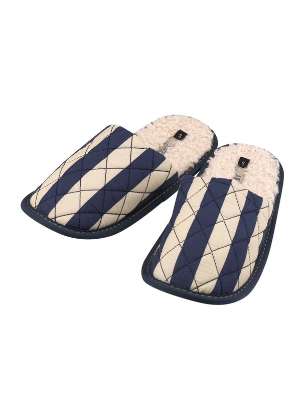 Unisex Cotton Slippers Blue Ticking Stripe