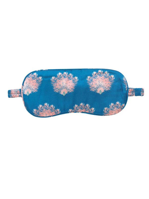 Eye Mask Satin Blue Ostrich Fans