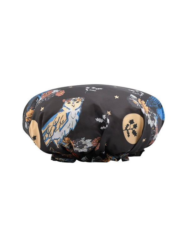 Shower Cap Charcoal Owl Moonlight