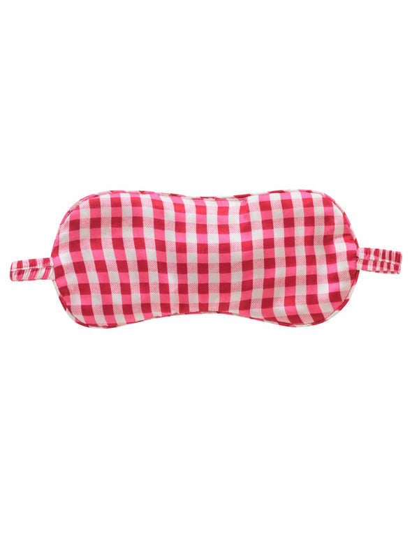 Satin Eye Mask & Pillow Case Pink Gingham