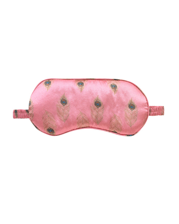 Eye Mask Satin Pink Gold Peacock