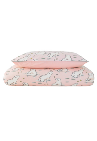Kids Single Duvet Set Pink Polar Bear