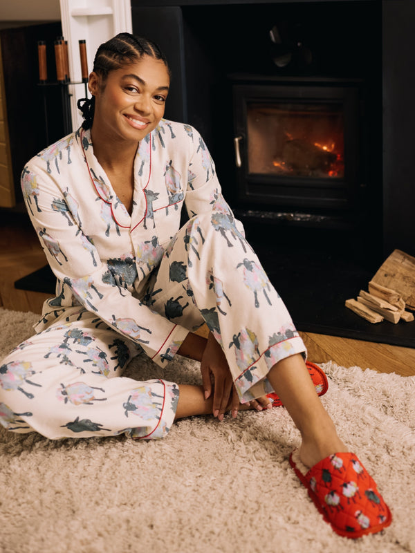 Unisex Cotton Slippers Red Sheep