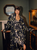 Womens Wool Silk Robe Black Hawthorn Collection