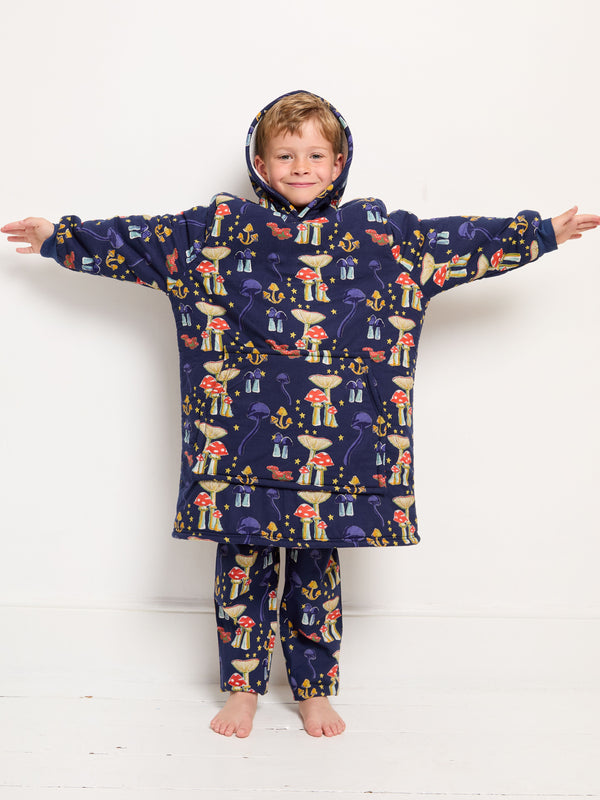Kids Cosy Oversize Fleece Lined Hoodie Mushroom