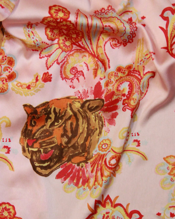 Womens Satin Shortie Pyjamas Pink Wild Paisley