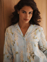 Pale Blue Wisteria Cotton Traditional Pyjama Set