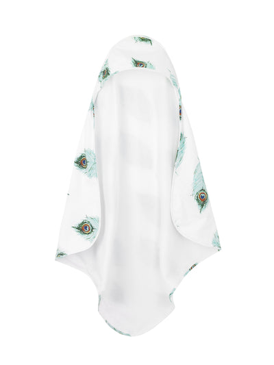 Hooded Baby Towel White Peacock