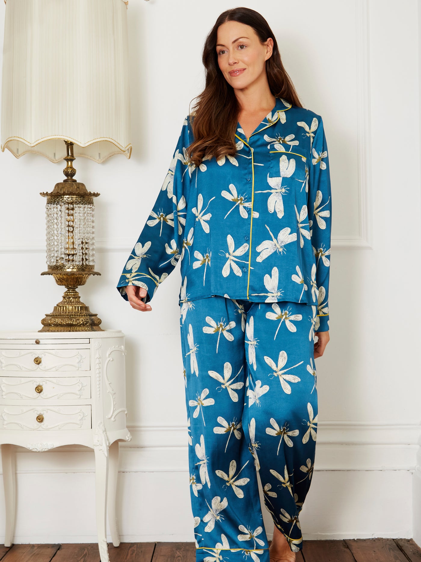 Womens Satin Traditional Pyjamas Dragonfly